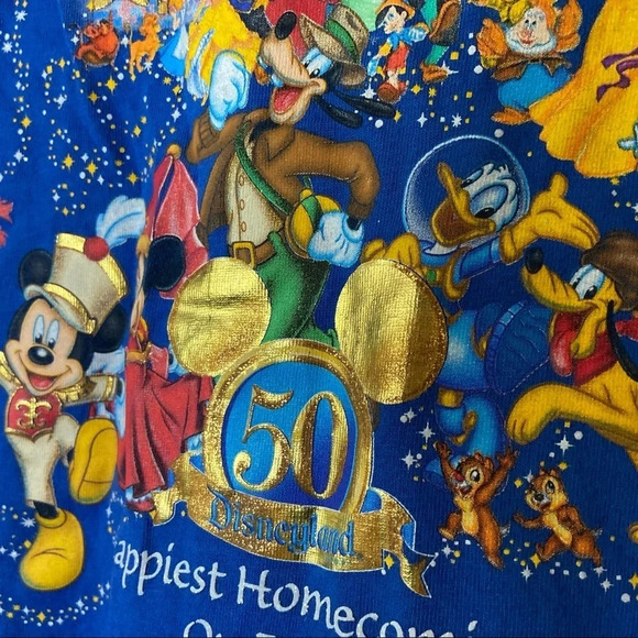 DISNEY Vintage Anniversary Shirt Cotton Metallic Graphic Tee Small Collector - Picture 2 of 9